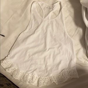 Kate spade racer back tank with eyelet ruffle